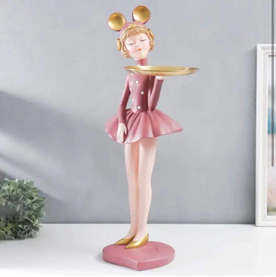 Charming Girl Butler Tray Figurine
