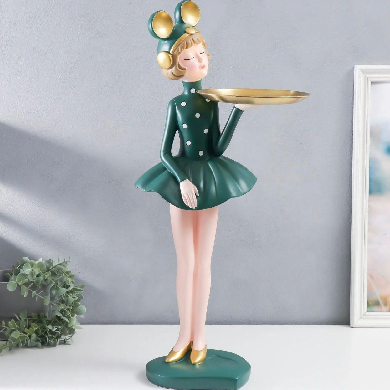 Charming Girl Butler Tray Figurine