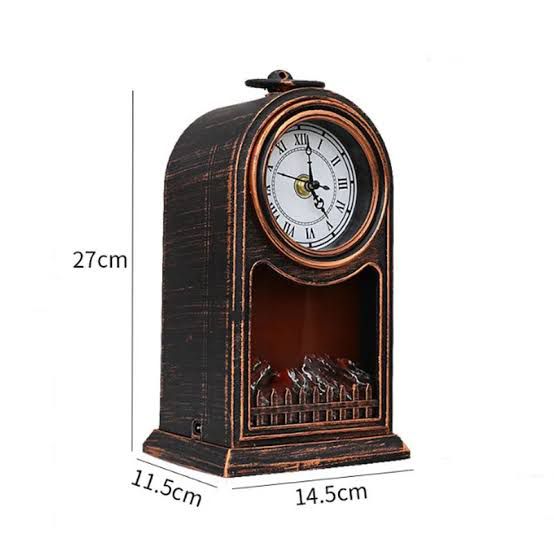 Vintage Led Flame Table Lamp With Clock