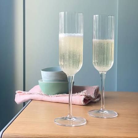 made in italy - bach champagne crystal glass - set of 2