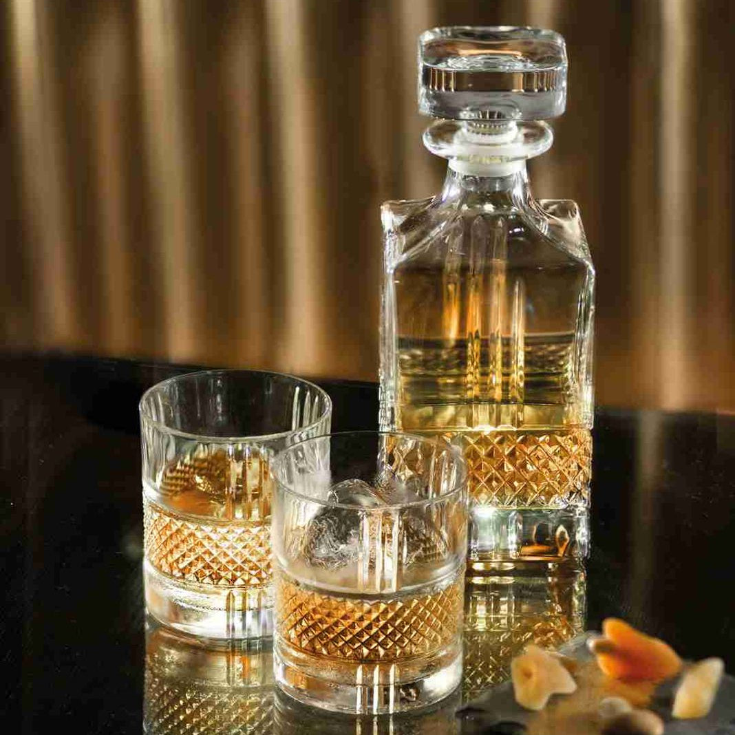 Brillante Crystal Whiskey/Decanter Set Of 7 - Made In Italy
