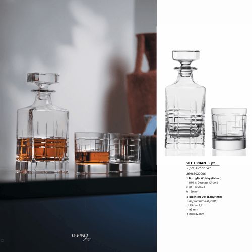 da vinci hand-cut crystal decanter glass - set of 3