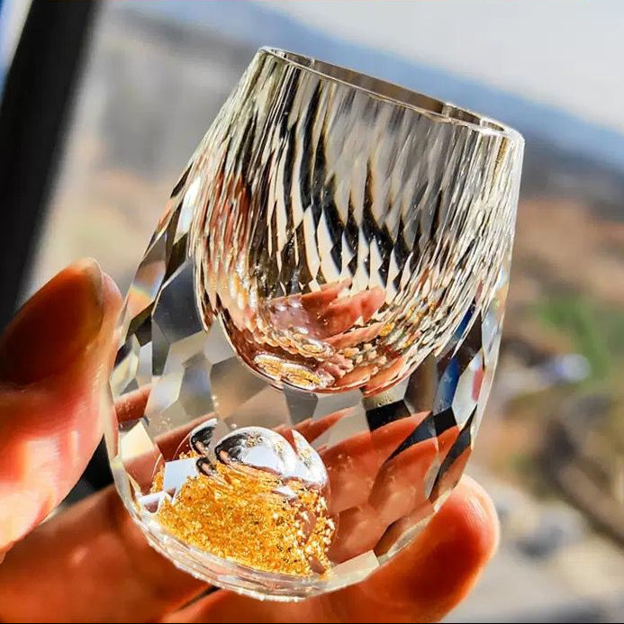 Gold Glitter Crystal Shot Glass - Set Of 7 (Gift Box)