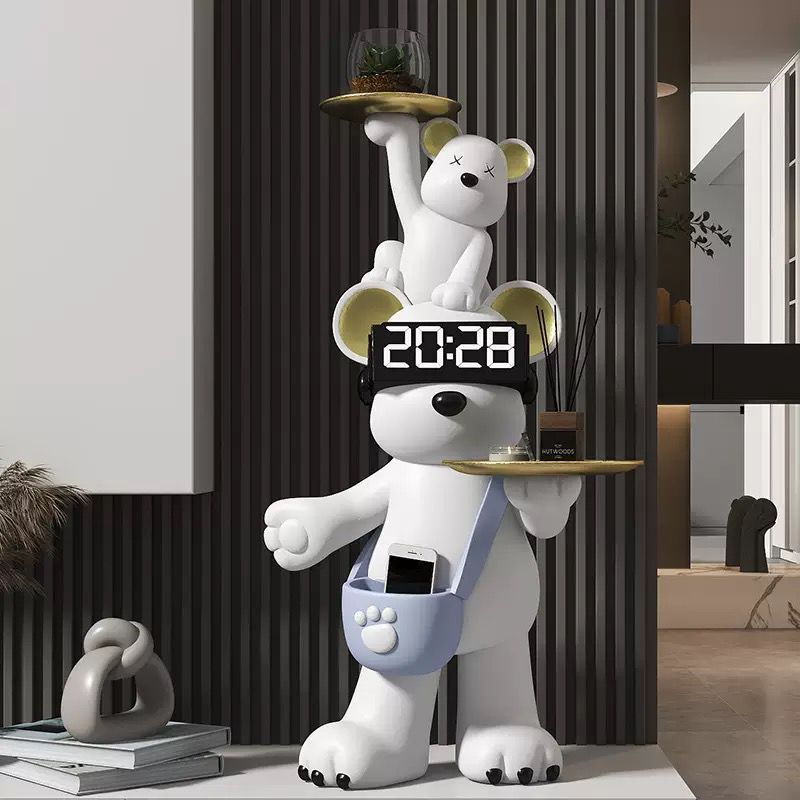 Polar Bear Clock Decorative Home Sculpture (Pre Book Only)