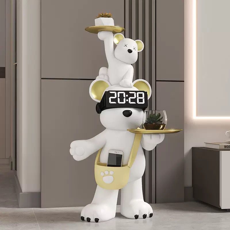 Polar Bear Clock Decorative Home Sculpture (Pre Book Only)