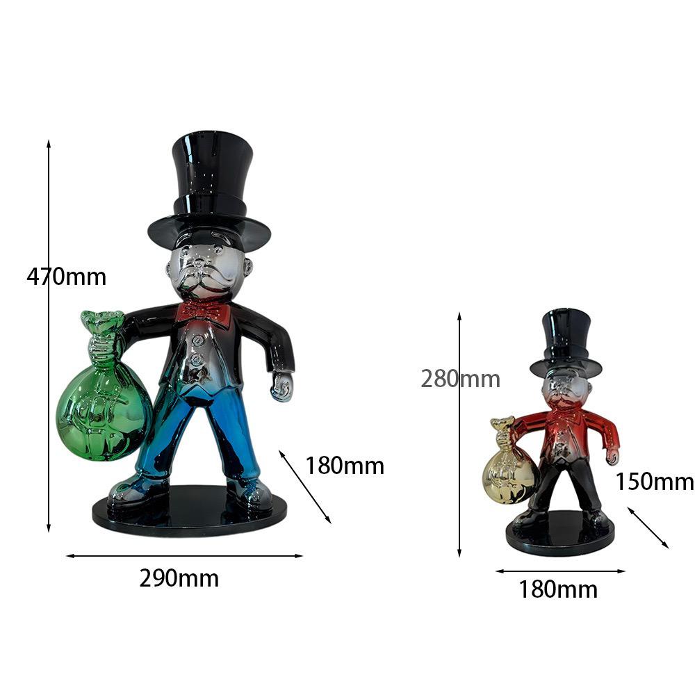 Chrome Monopoly Man Money Bag Sculpture - Prebook Only