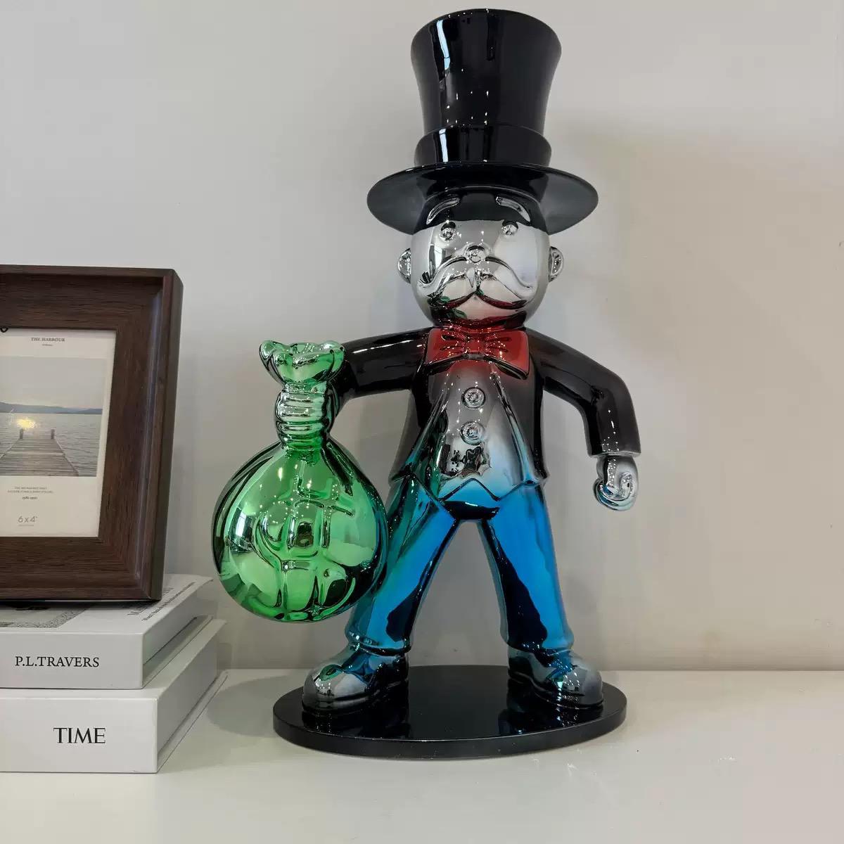 Chrome Monopoly Man Money Bag Sculpture - Prebook Only