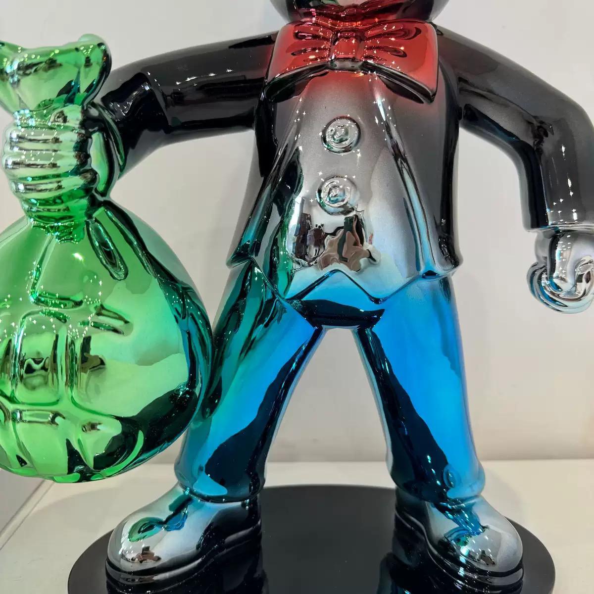 Chrome Monopoly Man Money Bag Sculpture - Prebook Only
