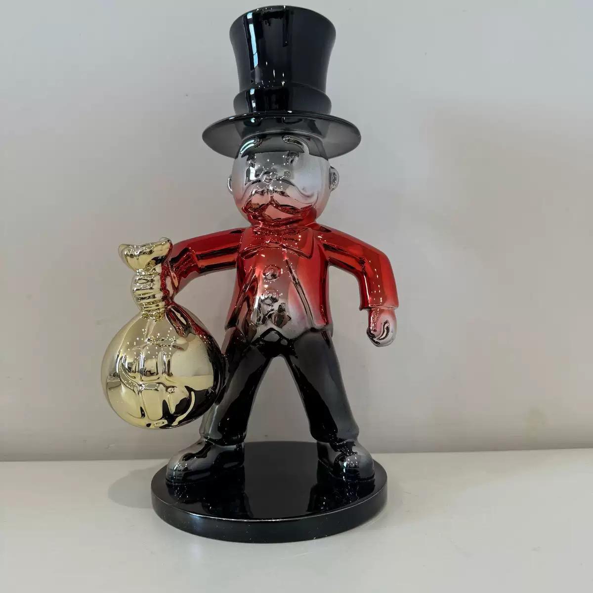Chrome Monopoly Man Money Bag Sculpture - Prebook Only