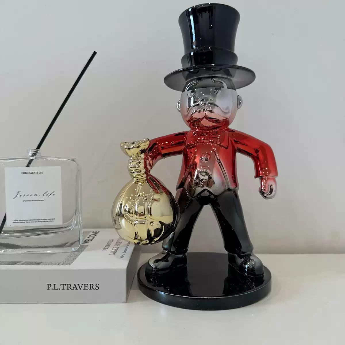 Chrome Monopoly Man Money Bag Sculpture - Prebook Only