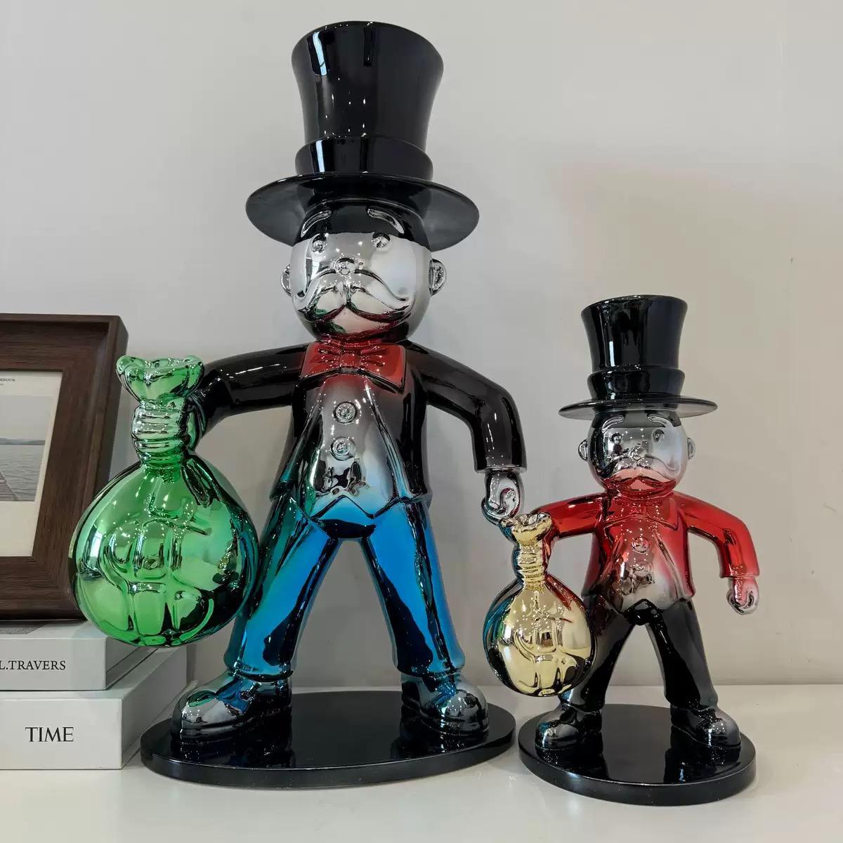 Chrome Monopoly Man Money Bag Sculpture - Prebook Only