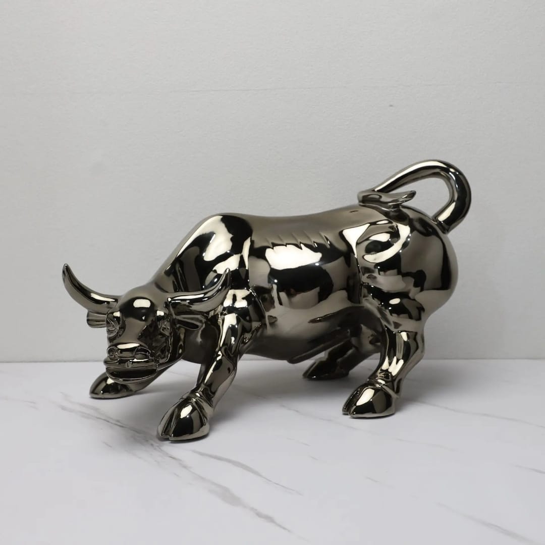 Metallic Bull Decor Sculpture