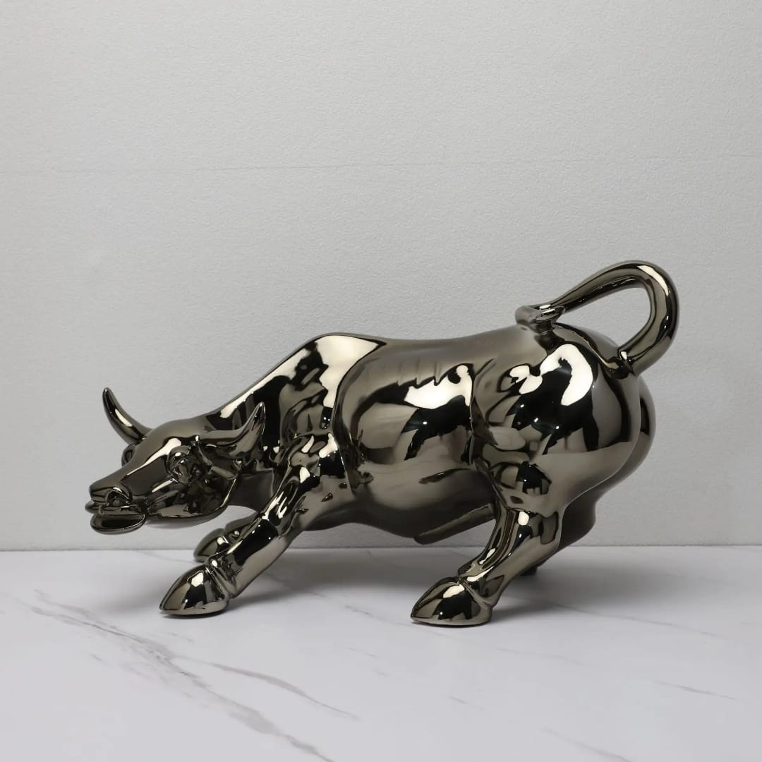 Metallic Bull Decor Sculpture