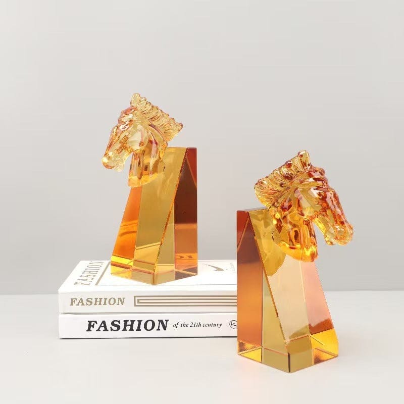 Crystal Horse Bookend Decor