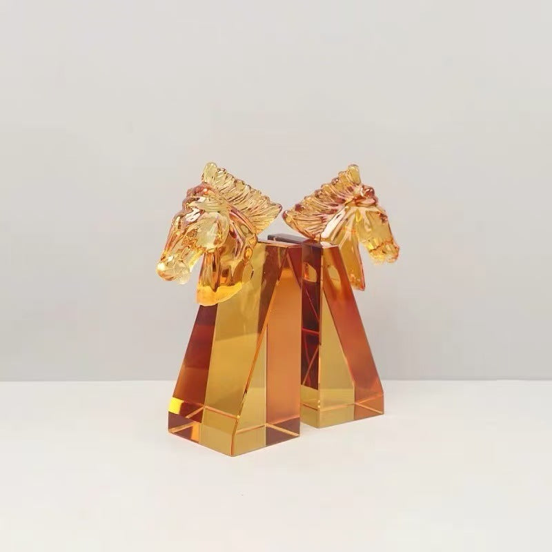 Crystal Horse Bookend Decor