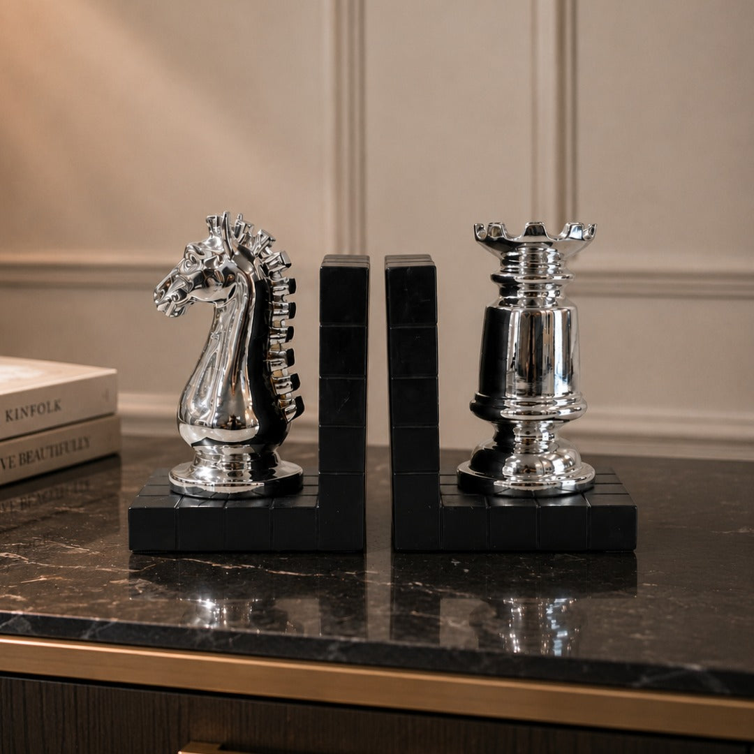 Silver Chess Piece Bookend