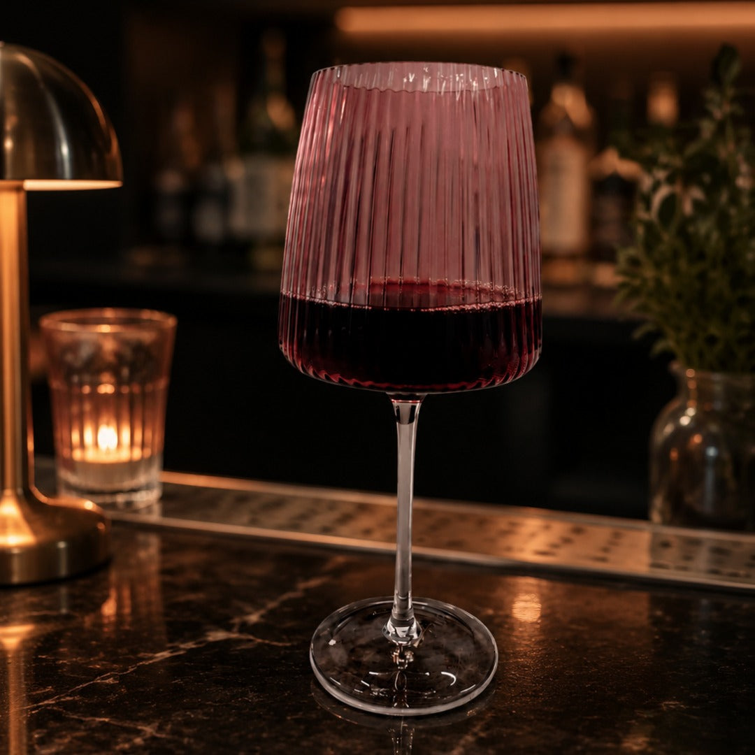 Pink Pleated Wine Glass - Set Of 2