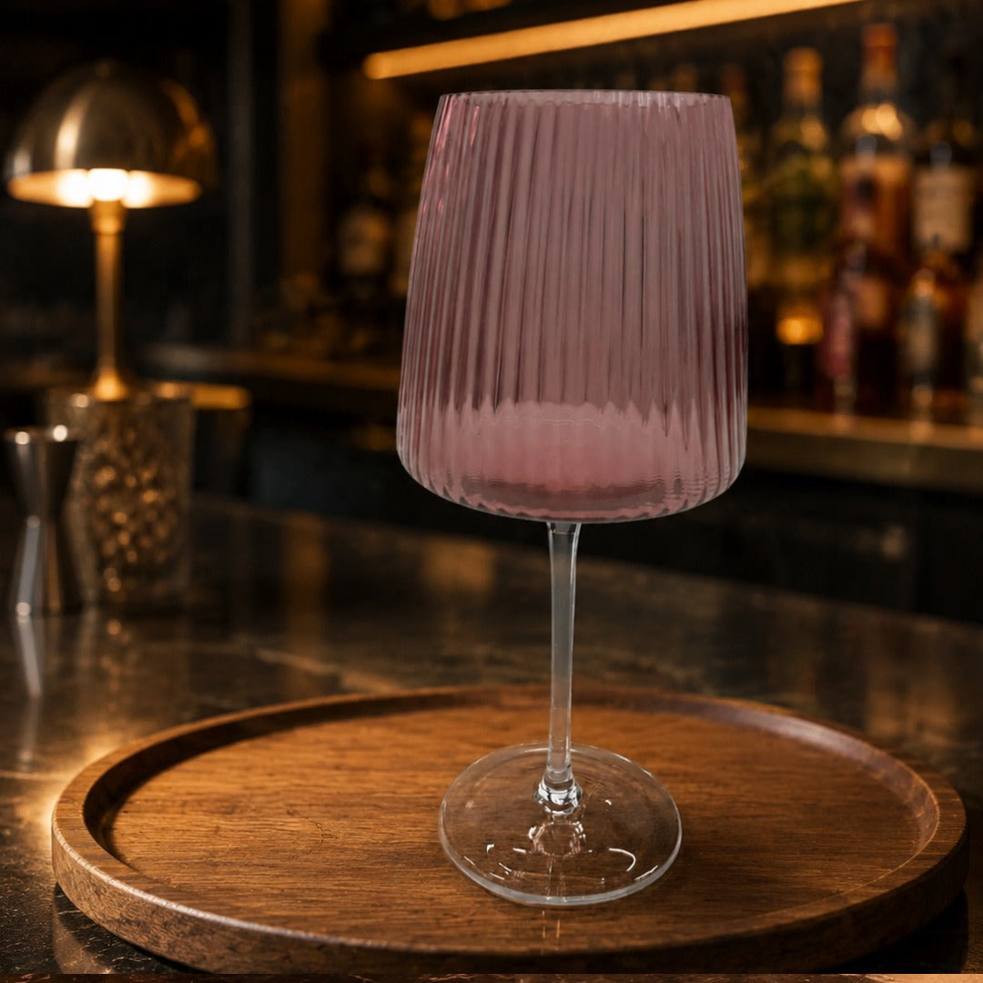 Pink Pleated Wine Glass - Set Of 2