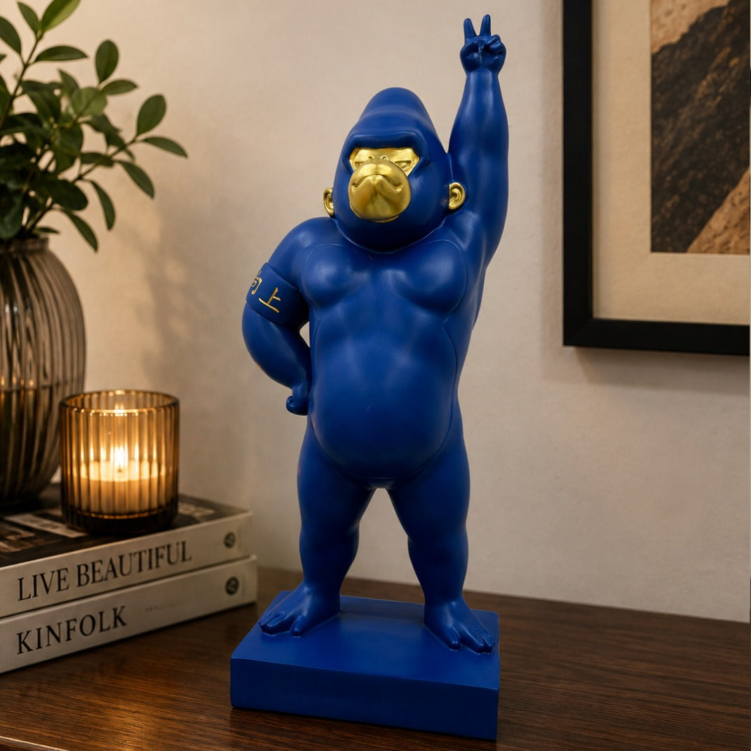 Blue Gold Gorilla Decor