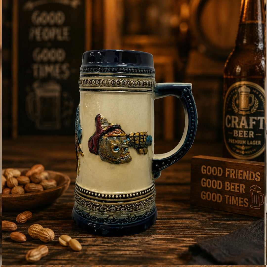 skull Ceramic Beer Stein Mug
