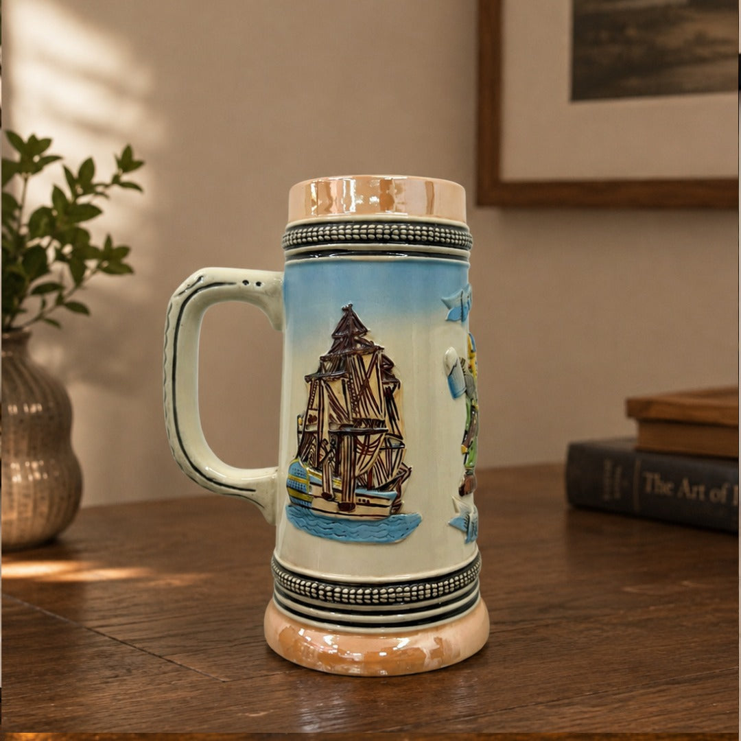 Pirate Ship Ceramic Beer Stein Mug