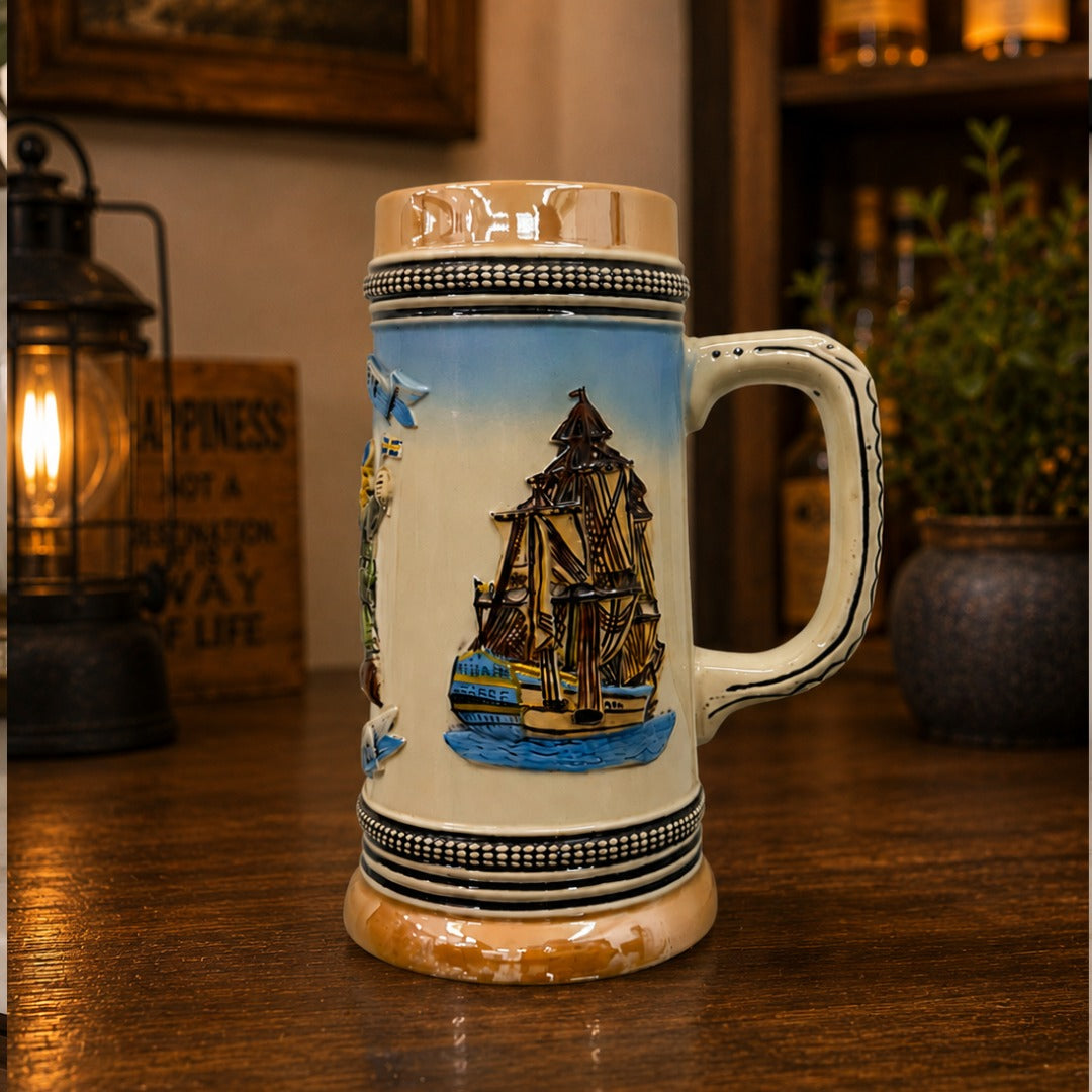 Pirate Ship Ceramic Beer Stein Mug