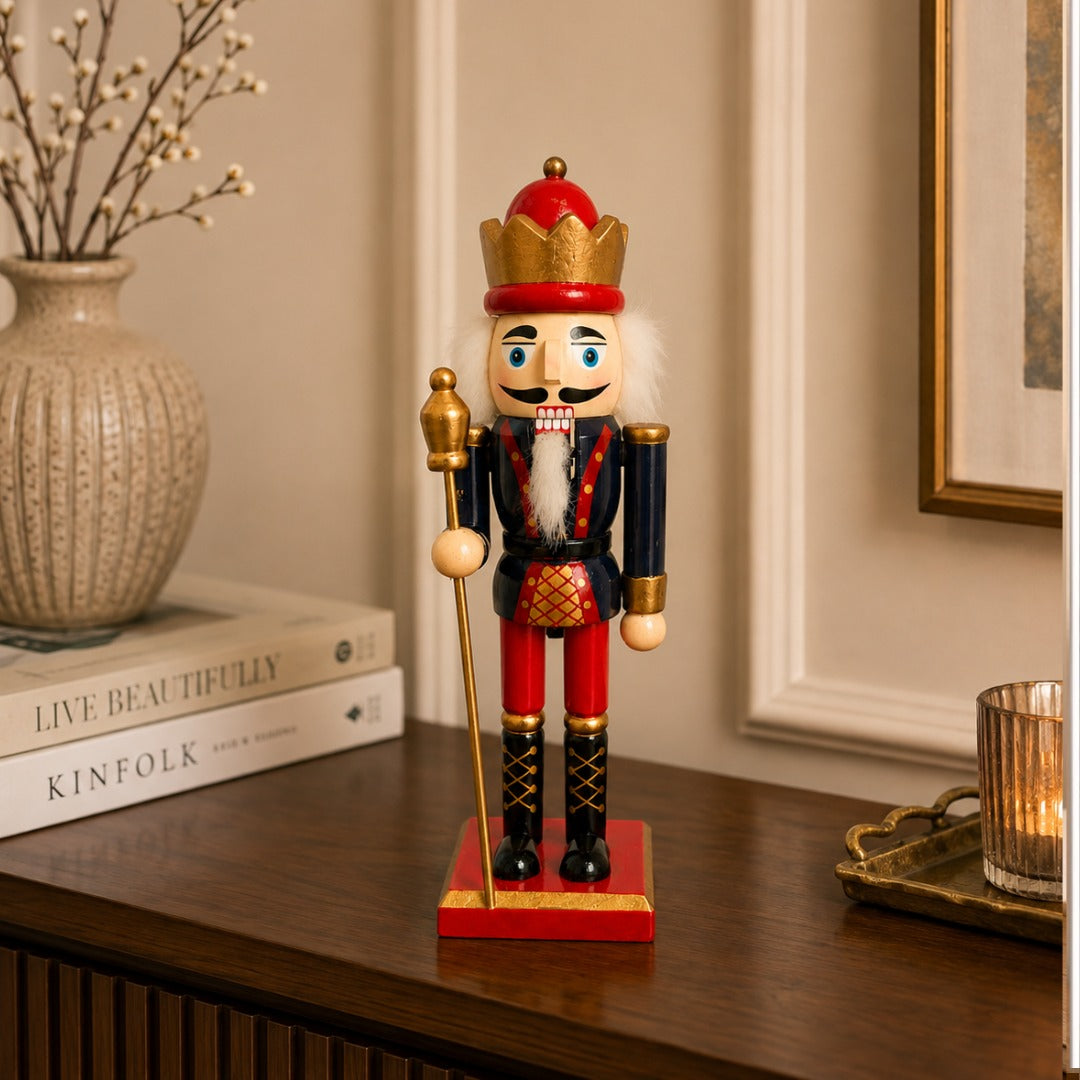 Royal Red & Navy Nutcracker Figurine