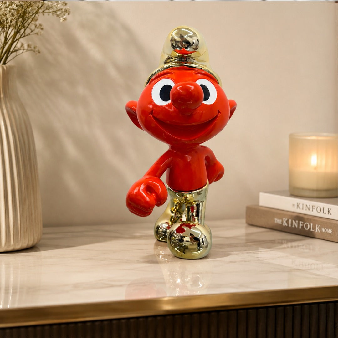 Glossy Red & Gold Cartoon Figurine Decor. - Imported