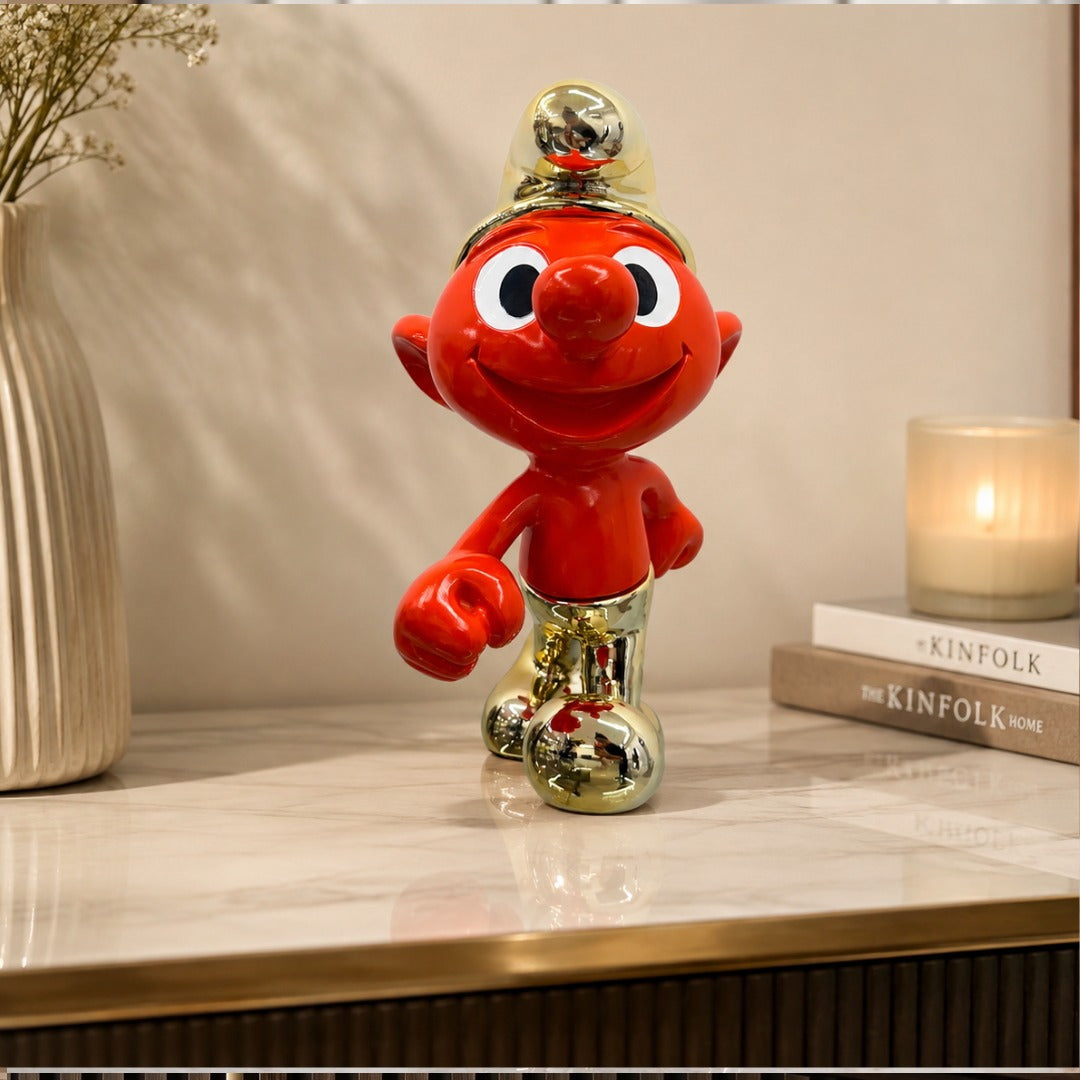 Glossy Red & Gold Cartoon Figurine Decor. - Imported