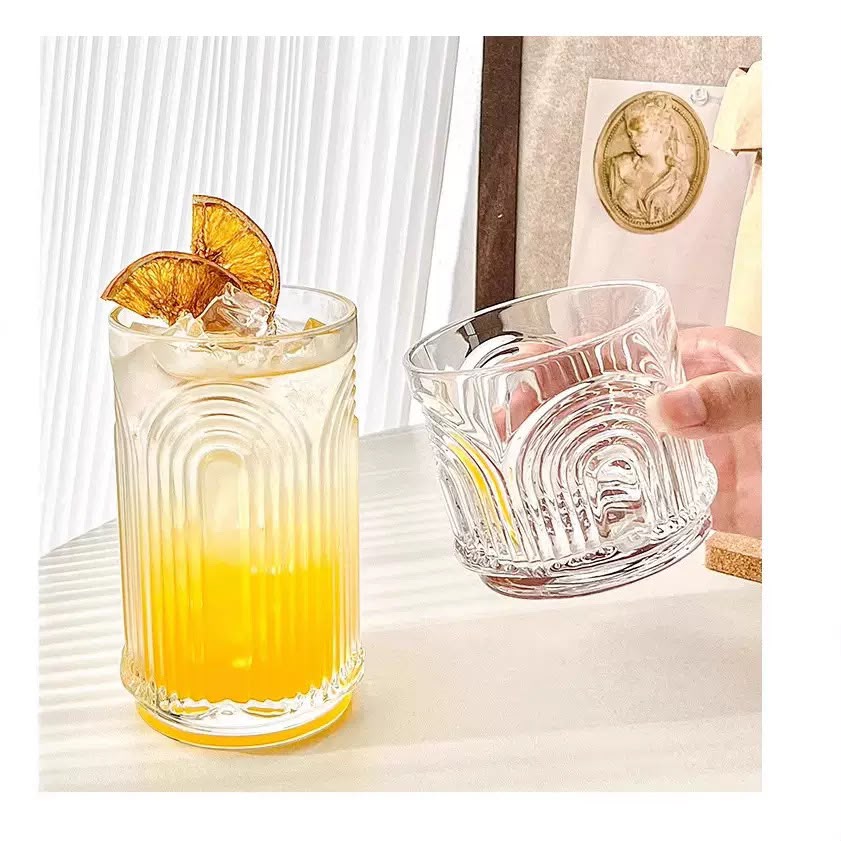 Ribbed Arched Multiuse Glass Tumble - Set Of 2 ( Gift Box)