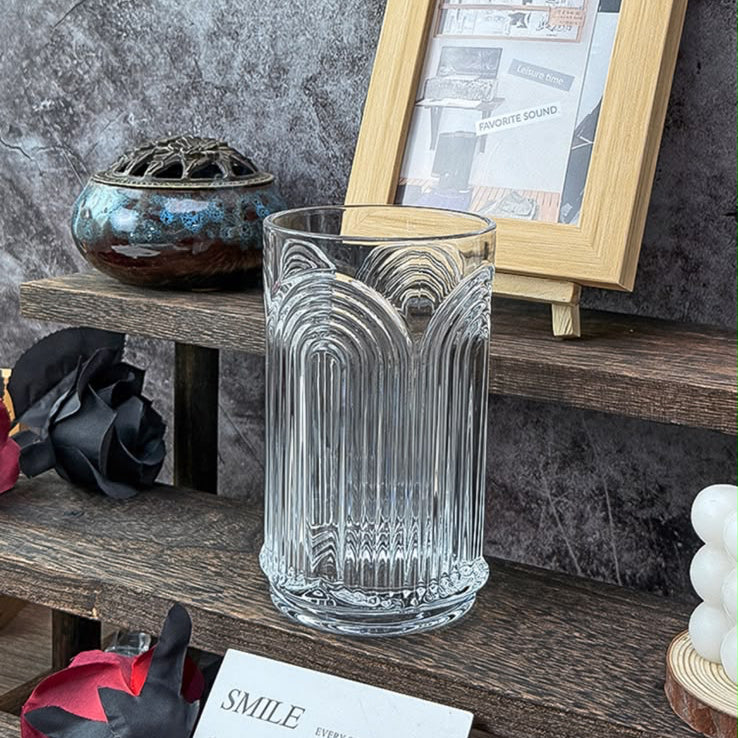 Ribbed Arched Multiuse Glass Tumble - Set Of 2 ( Gift Box)