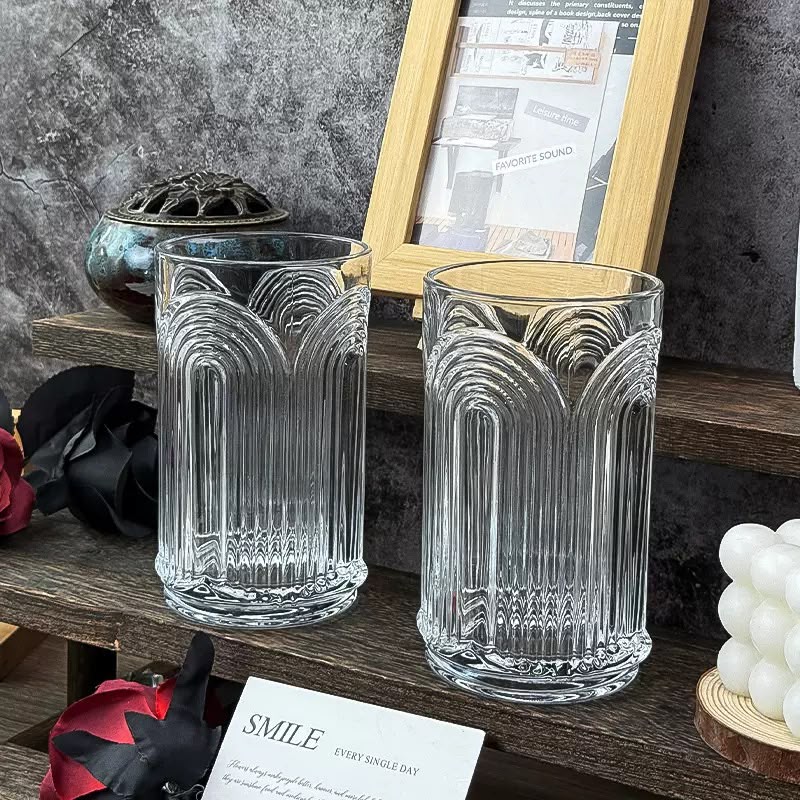 Ribbed Arched Multiuse Glass Tumble - Set Of 2 ( Gift Box)