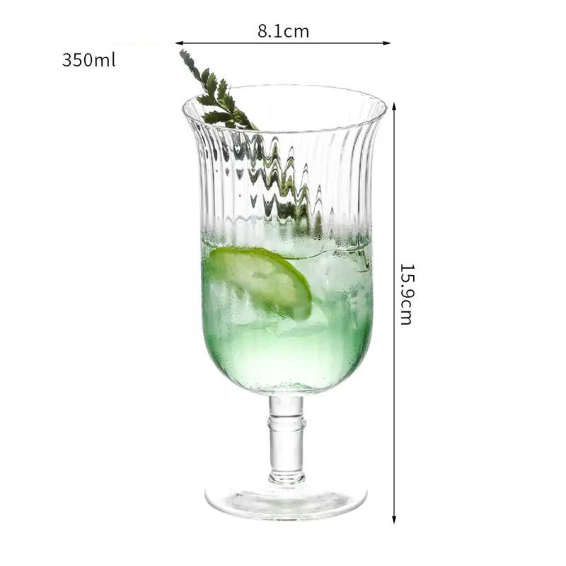 Striped Short Stem Multiuse Glass -  Set Of 2