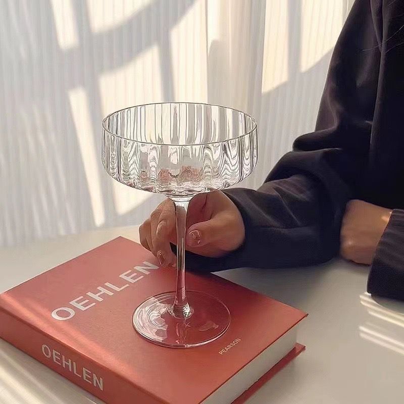 Modern Stripe Cocktail Coupe Glass - Set Of 6