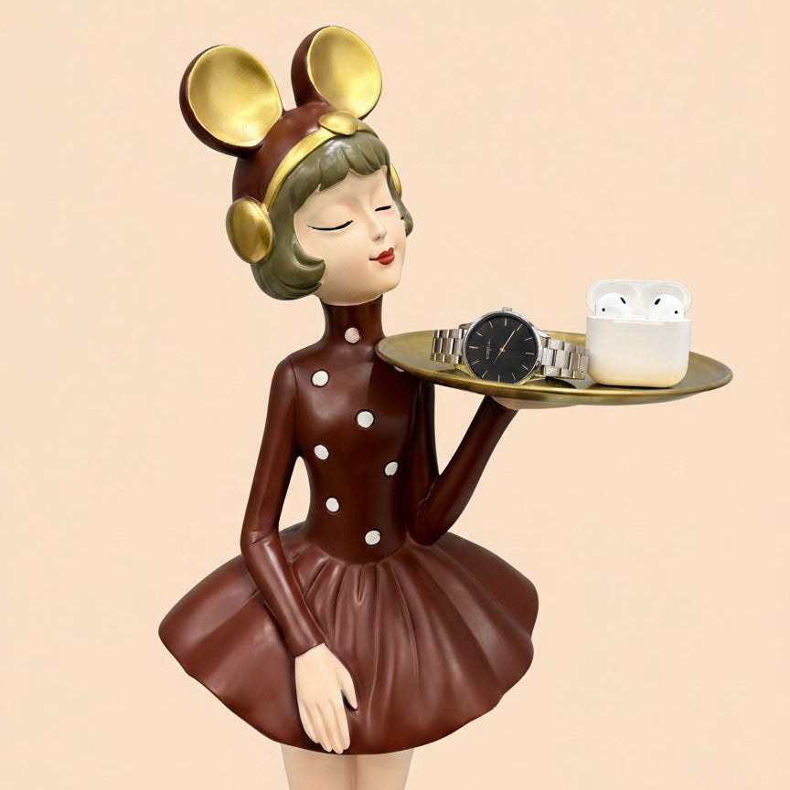 Charming Girl Butler Tray Figurine