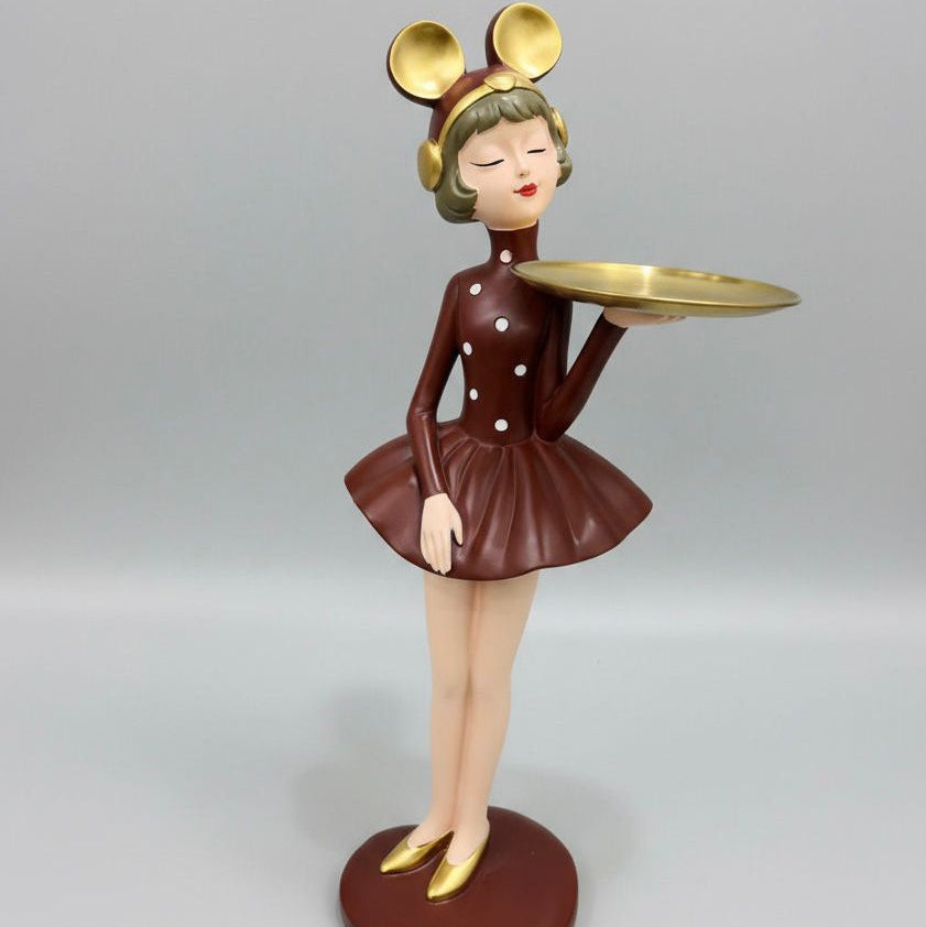 Charming Girl Butler Tray Figurine