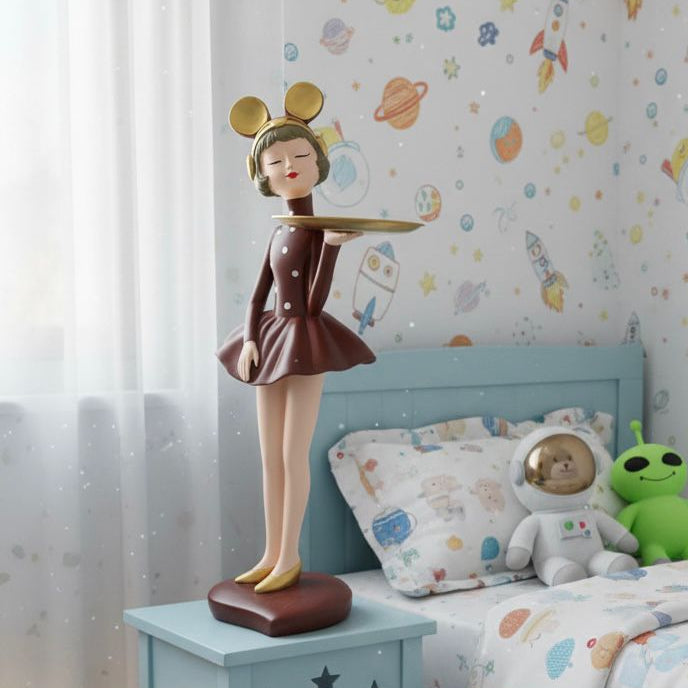 Charming Girl Butler Tray Figurine