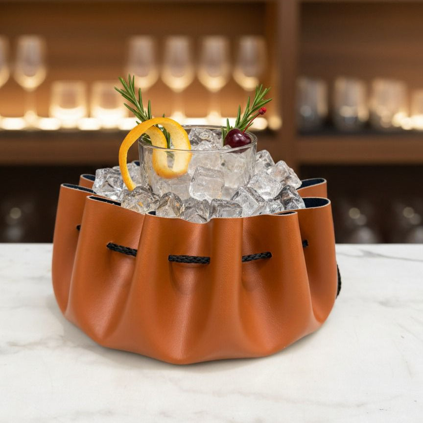 Cocktail ice bag in vegan leather - set of 2
