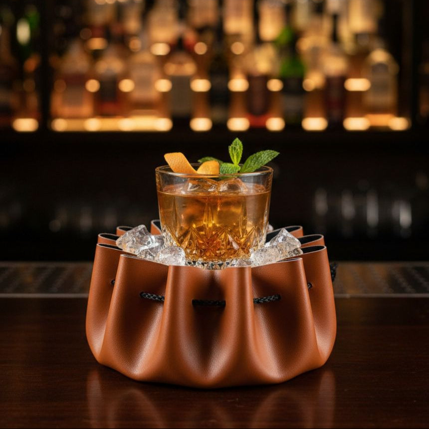 Cocktail ice bag in vegan leather - set of 2