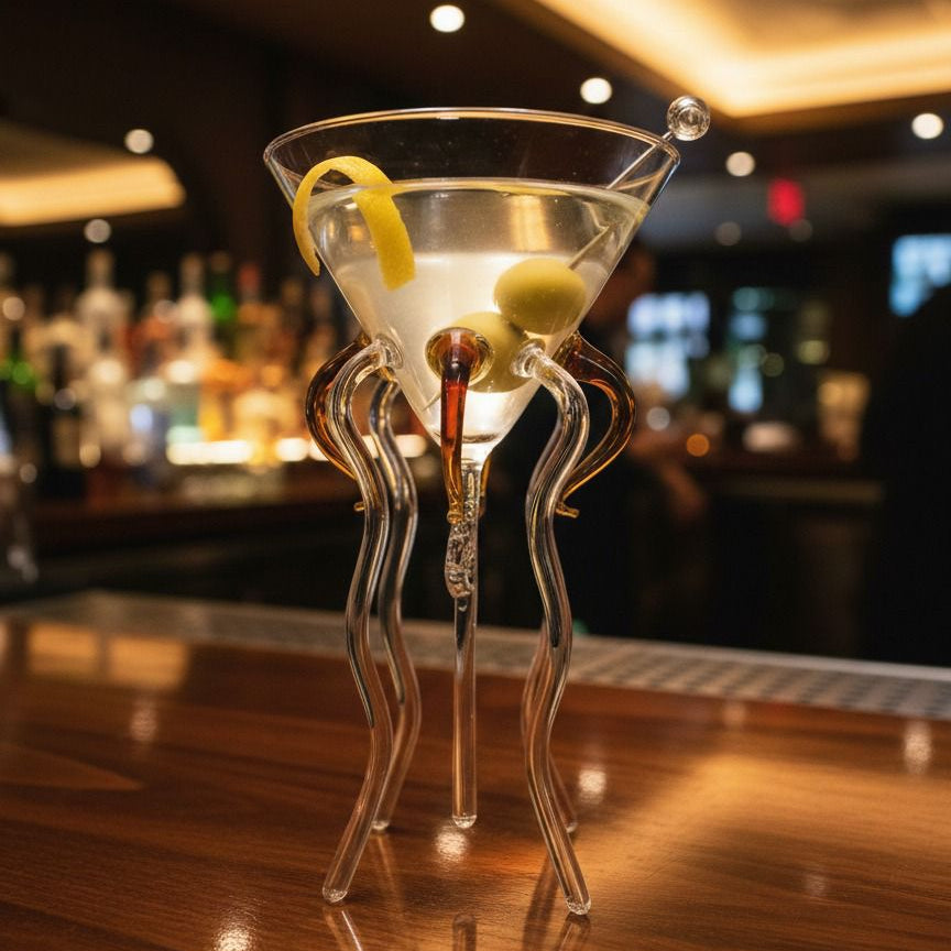 handcrafted octopus cocktail glass - set of 2