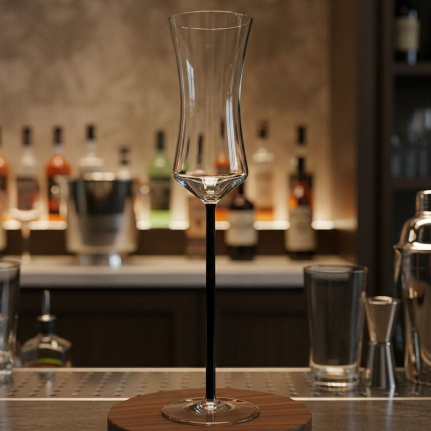 Tall Black Stem Champagne Glass - Set Of 2