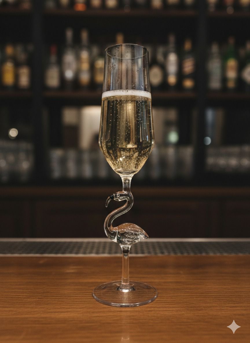 Artistic Bird Stem Champagne Glass - Set Of 2