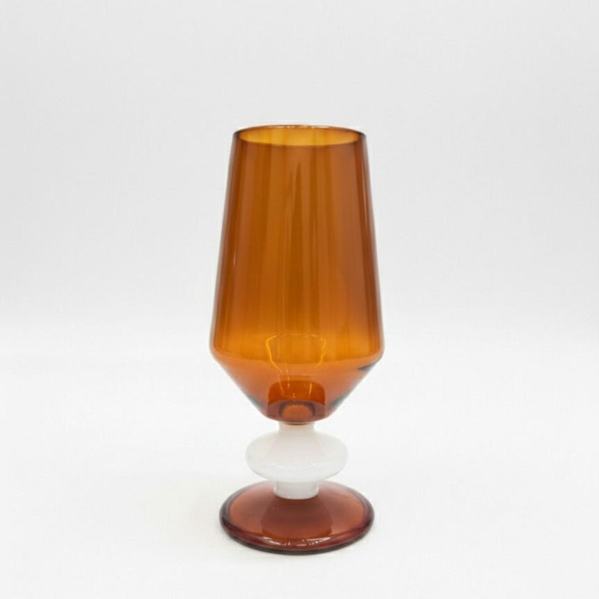 Handcrafted amber white wine Glass - set of 2