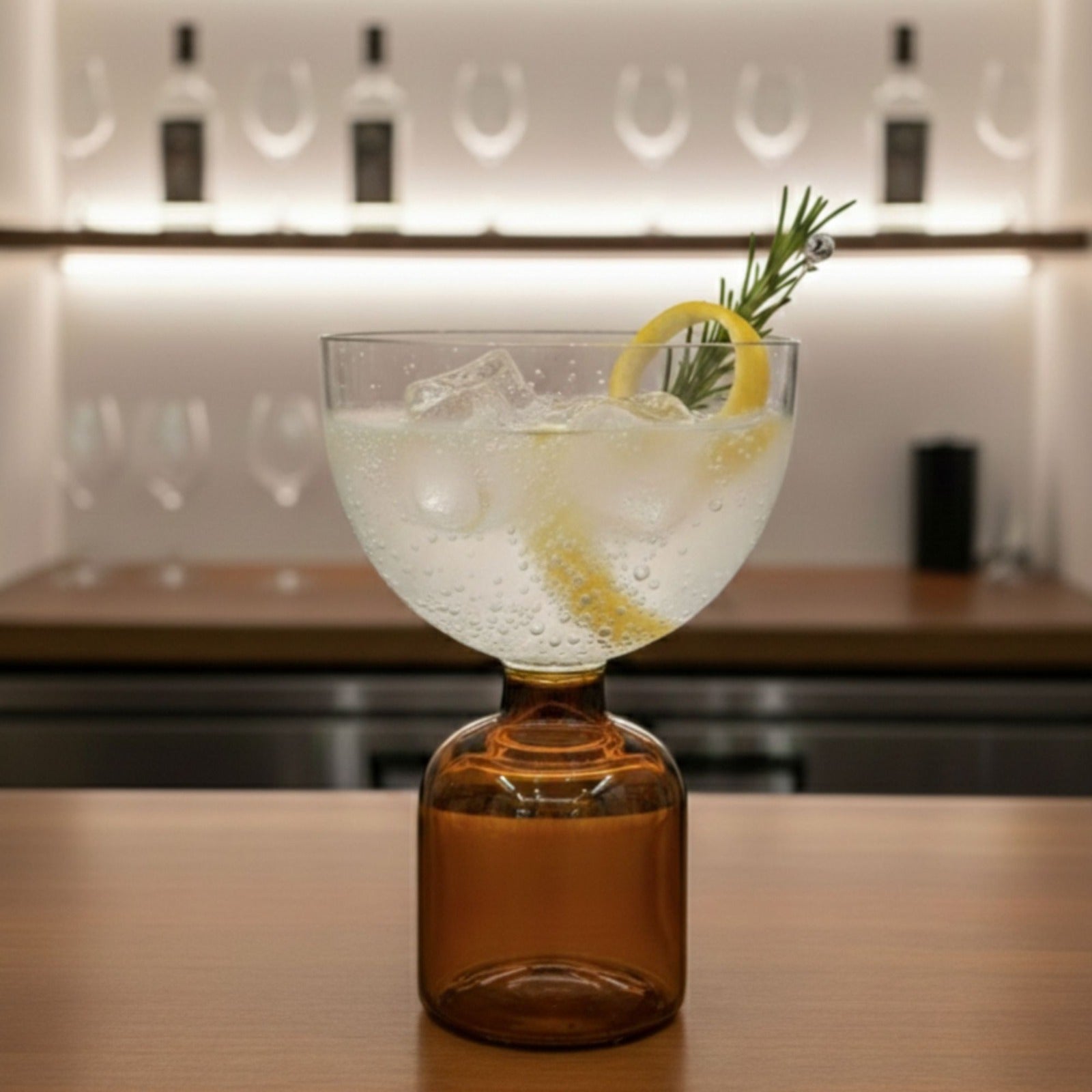 handcrated amber cocktail glass - set of 2