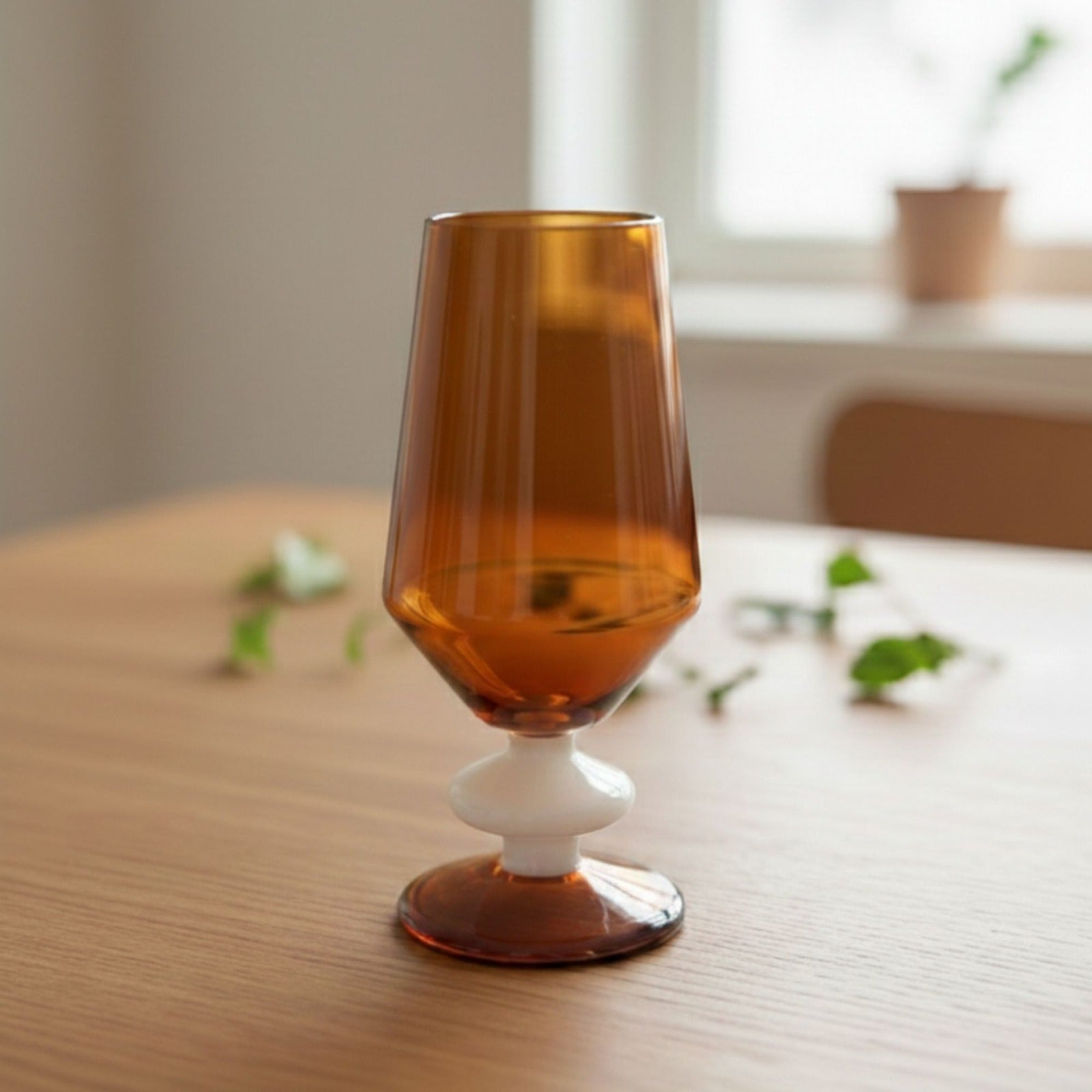 Handcrafted amber white wine Glass - set of 2