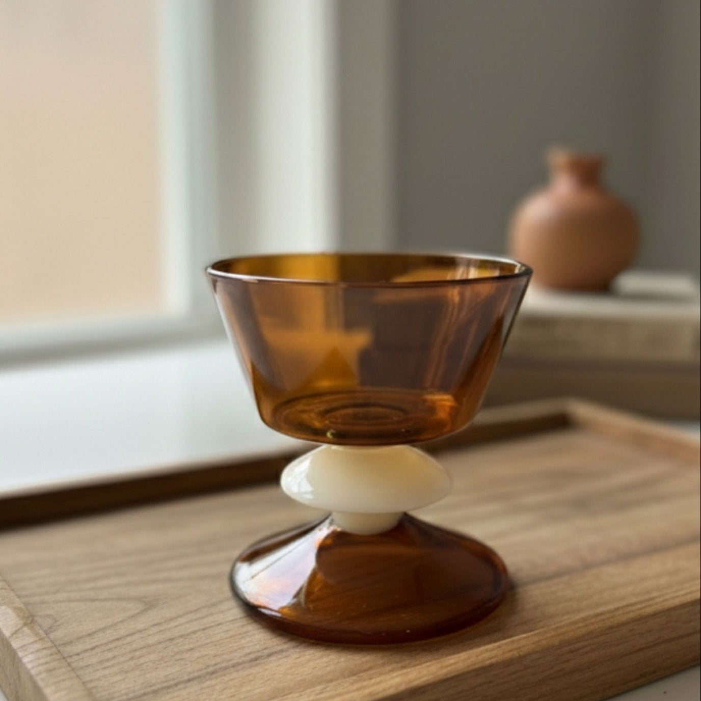 Handcrafted amber Elegant Cocktail Glass - set of 2