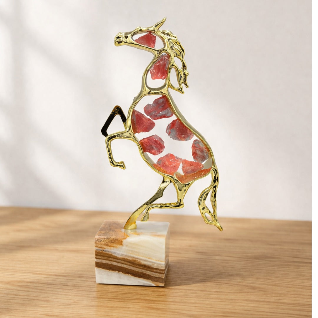 Metal Stone Running Horse