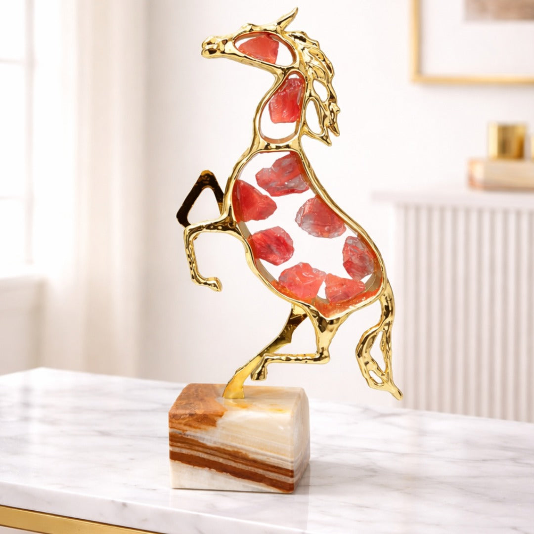 Metal Stone Running Horse
