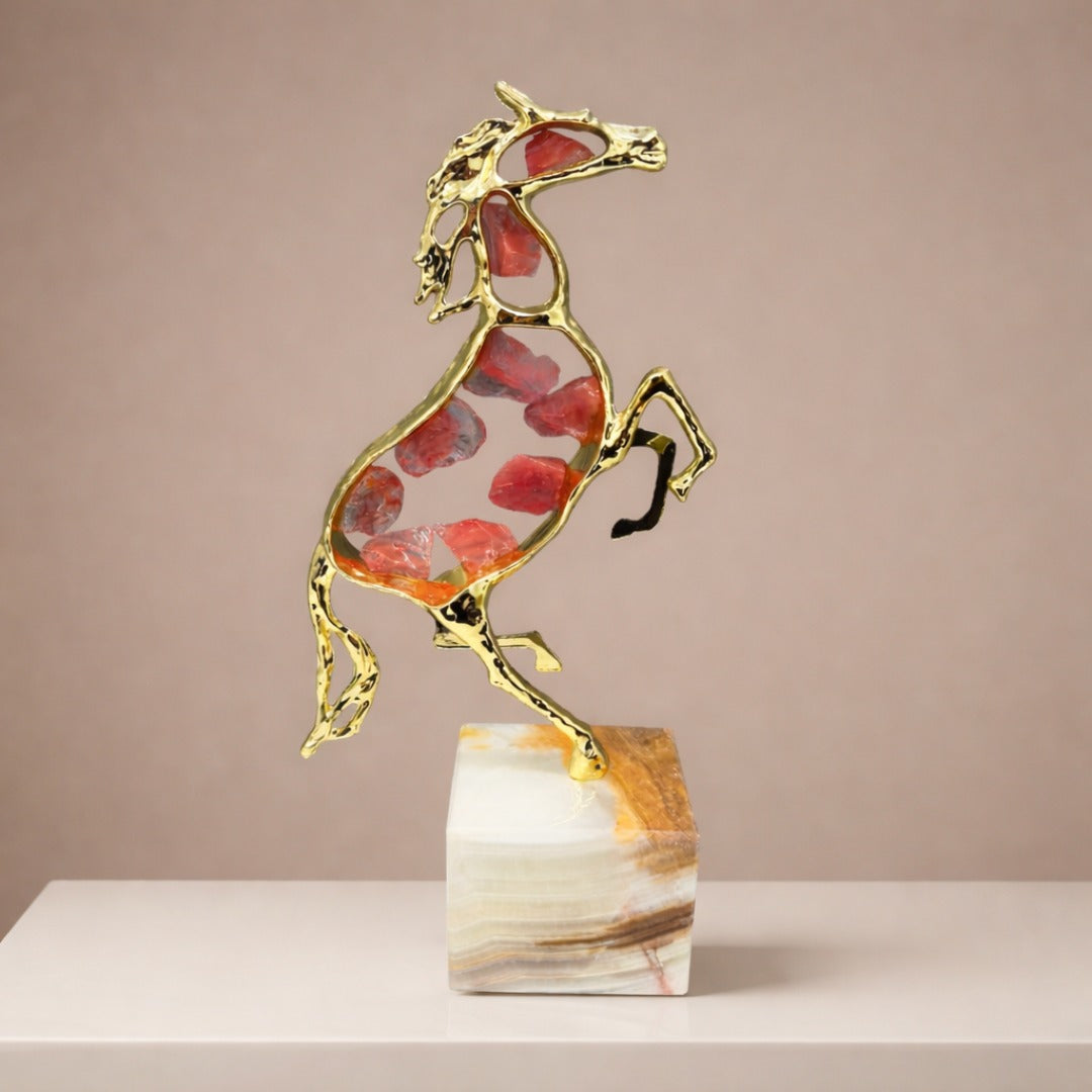 Metal Stone Running Horse