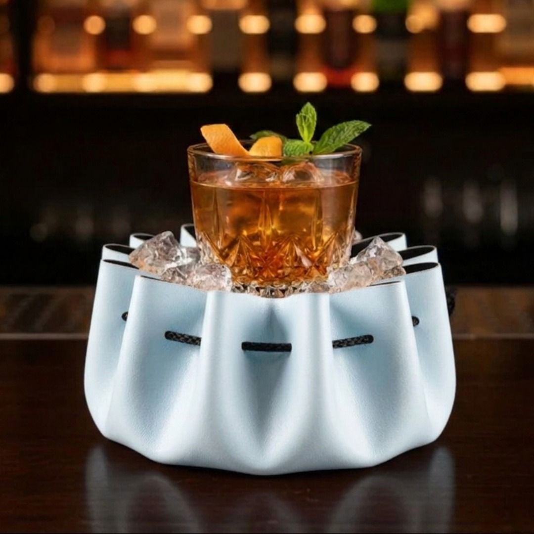 Cocktail ice bag in vegan leather - set of 2